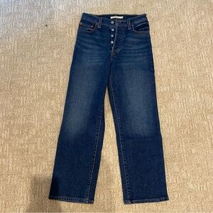 Levi Ribcage jeans straight dark wash size 26 with button fly NWOT